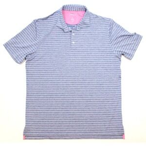 Johnnie O Men's Large Jett Striped Polo Shirt Short Sleeves Gray/Pink/Blue